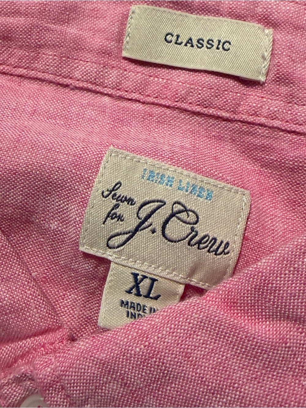 J Crew Baird McNutt Irish Linen Shirt Men’s XL Salmon pink Short Sleeve New - Picture 6 of 8